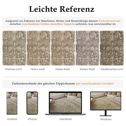 Vintage Teppich Braun 240x300cm Waschbar Wohnzimmer Teppich