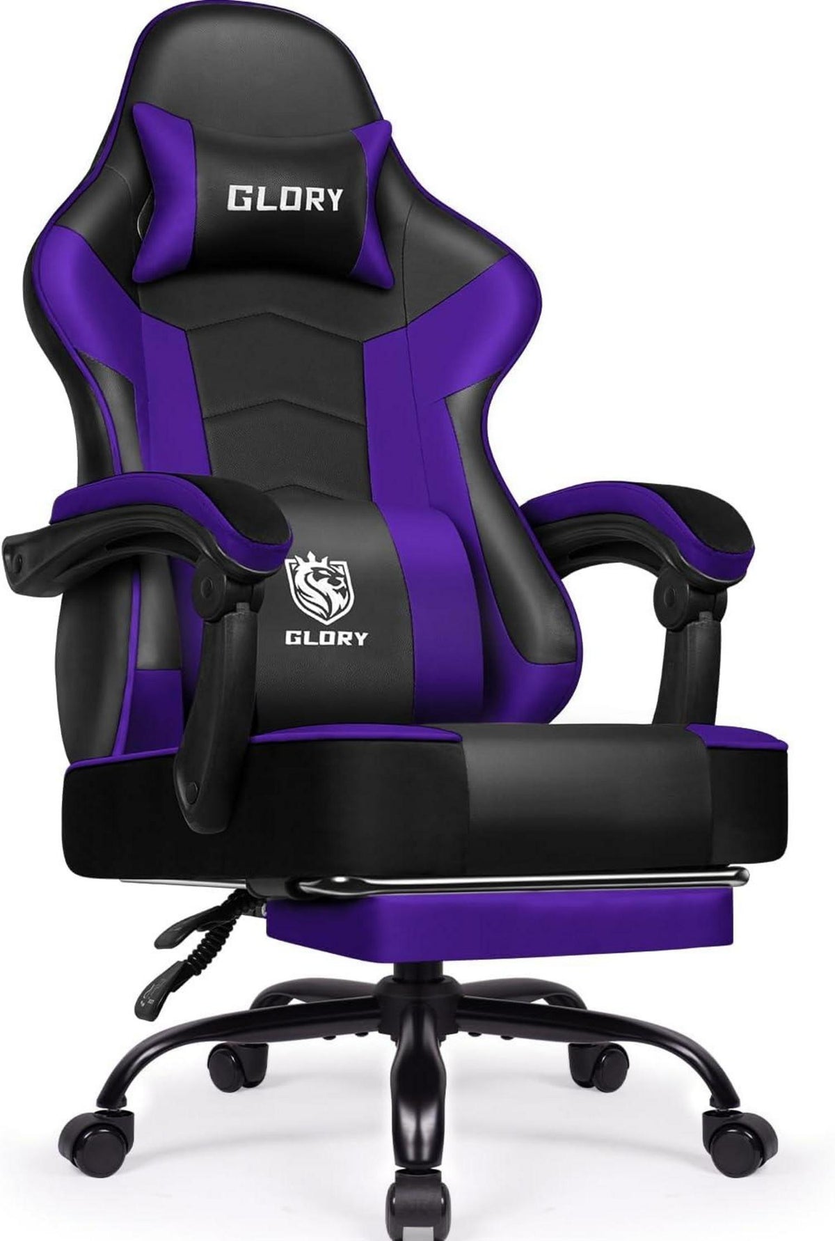 Ergonomischer Gaming Stuhl mit Fußstütze und Lendenstütze