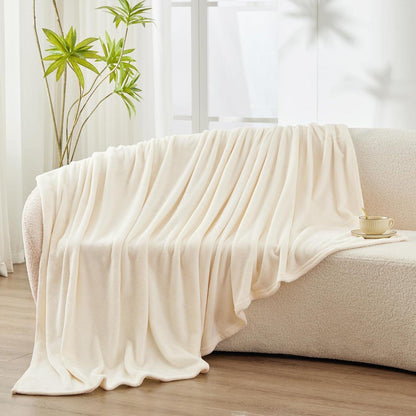 Kuscheldecke 2er Set 150x200 cm Creme Flanell Weich & Warm