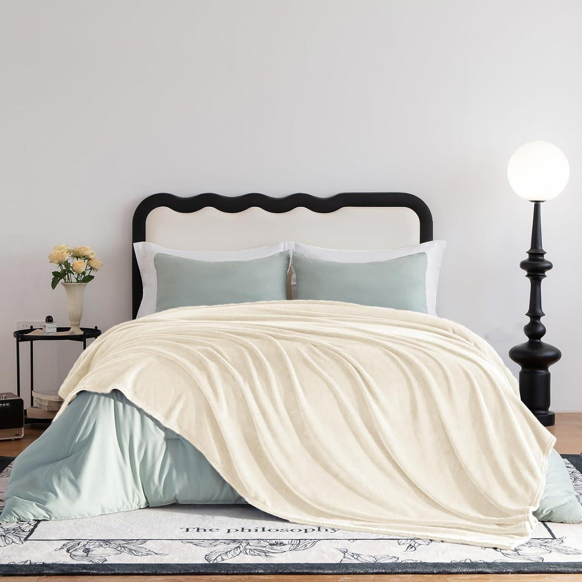 Kuscheldecke 2er Set 150x200 cm Creme Flanell Weich & Warm