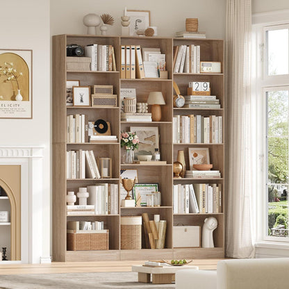 Bücherregal 188 cm mit 17 Fächern | Eiche | Standregal & Aufbewahrung