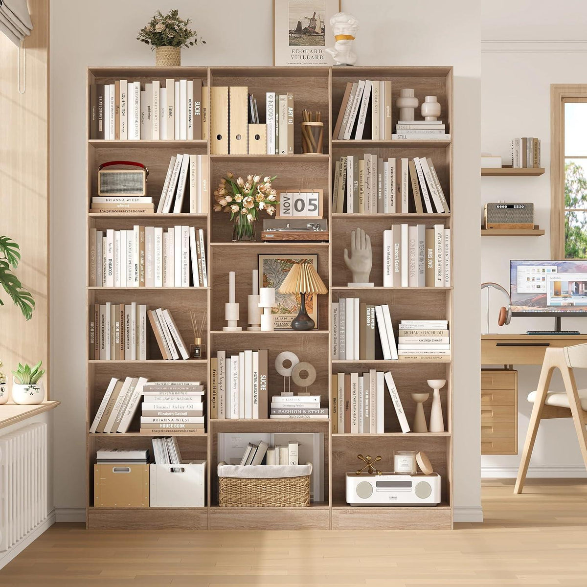 Bücherregal 188 cm mit 17 Fächern | Eiche | Standregal & Aufbewahrung