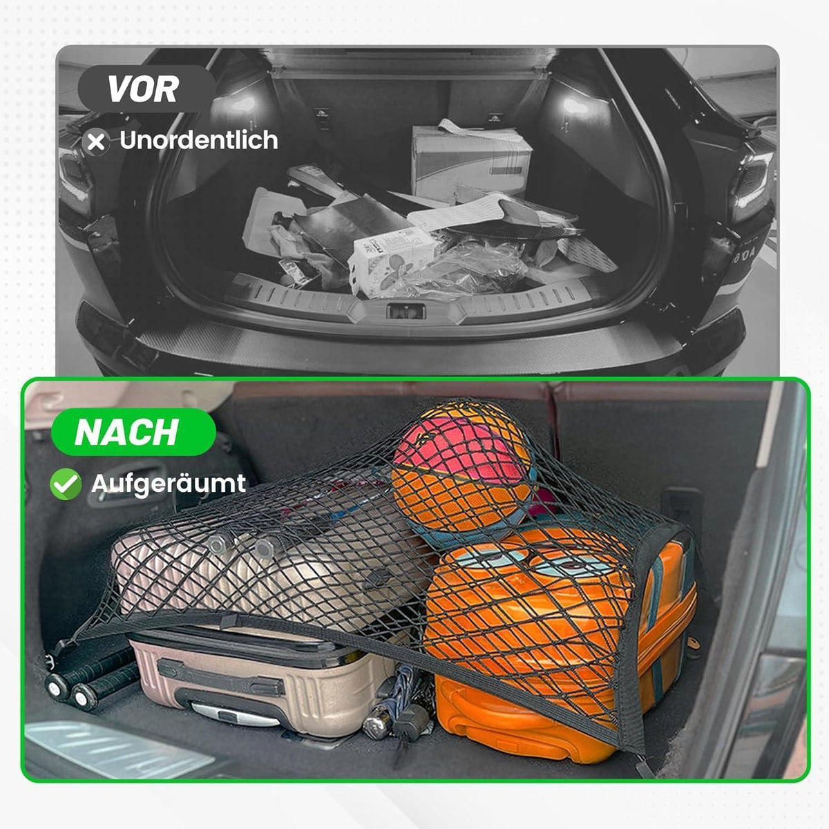 Auto Kofferraumnetz hochelastisch 160x110cm – Universell & Sicher