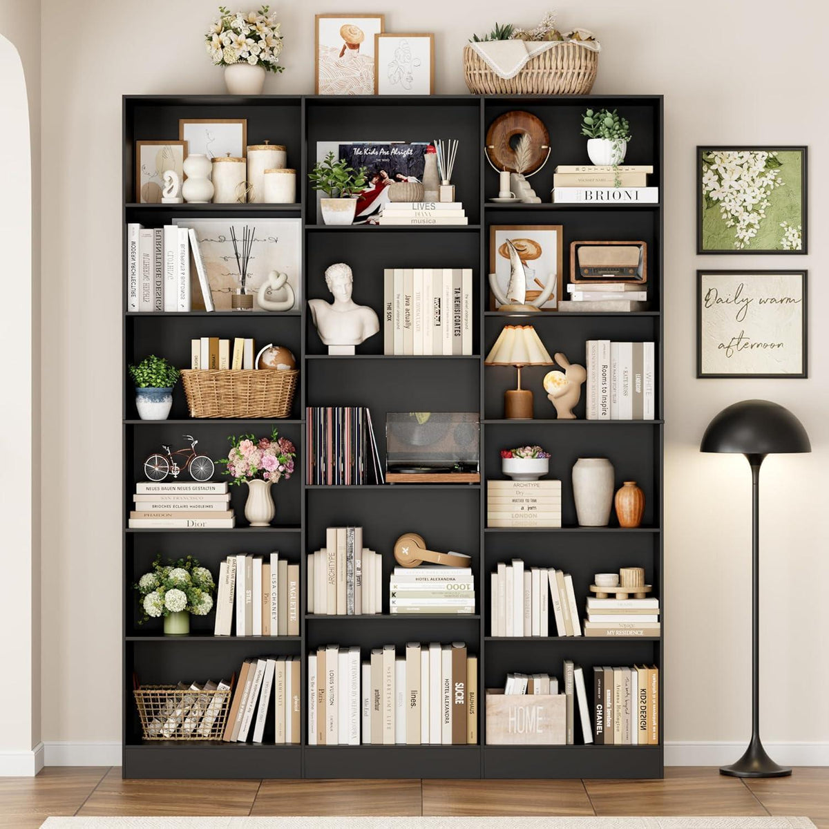 Bücherregal 188 cm mit 17 Fächern – Standregal für Wohnzimmer & Büro
