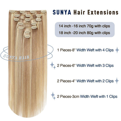 Echthaar Clip-Ins Aschblond mit Platinblond, 50cm