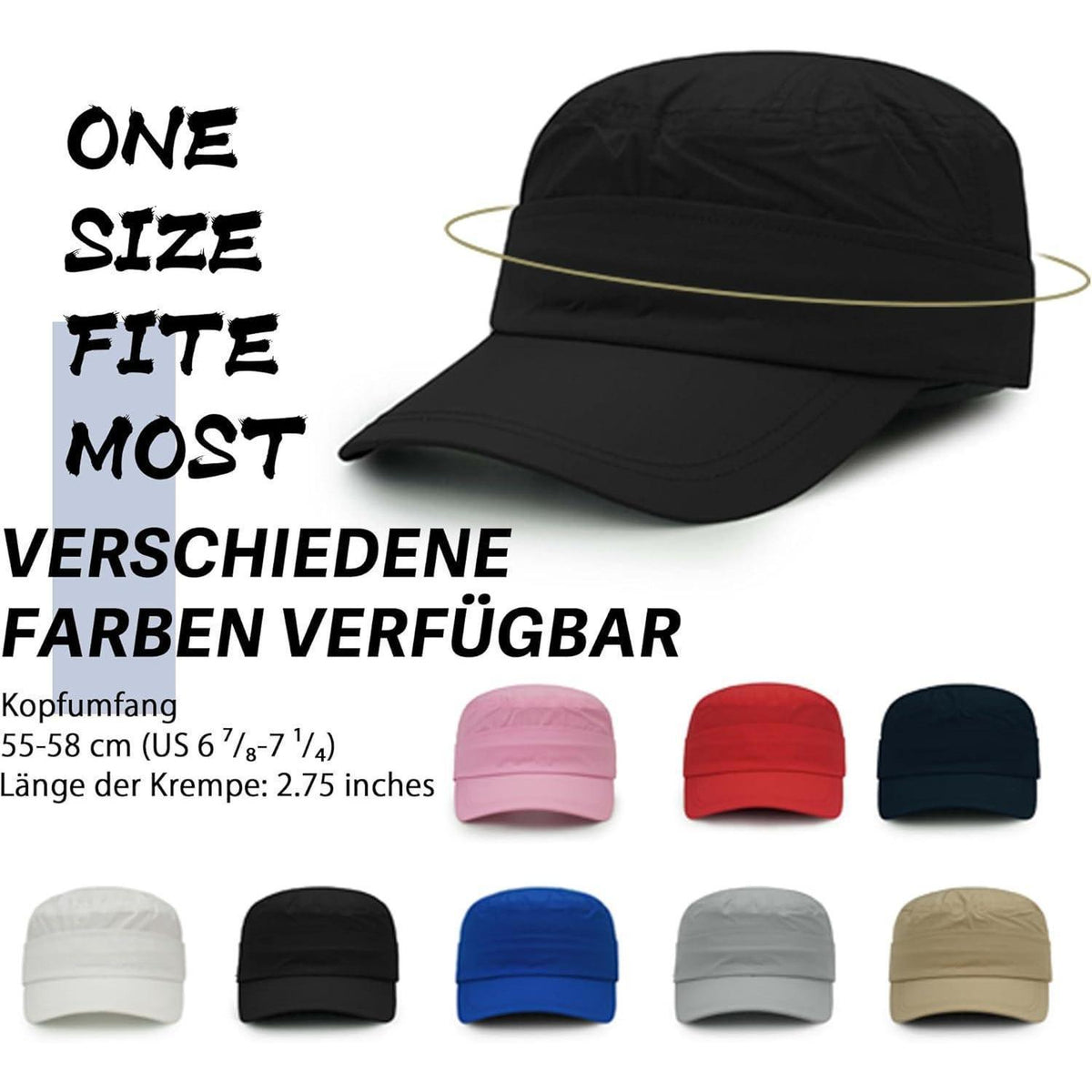 Schnelltrocknender Sonnenvisor Hut Damen Herren Military Style
