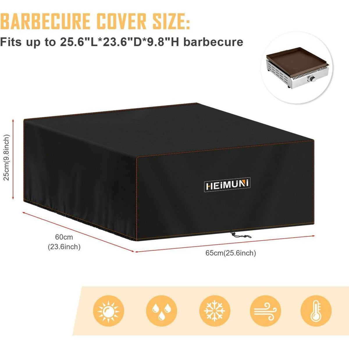 Wetterfeste Grillabdeckung 65x60x25cm für Tischgrill & Plancha