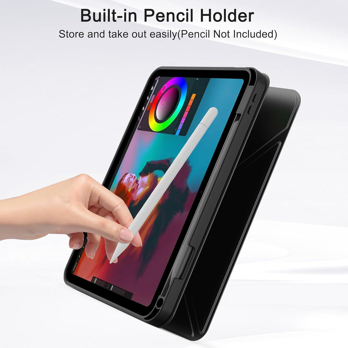 iPad Hülle mit Stifthalter, magnetisch, Schwarz