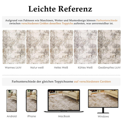 Braun-Grauer Teppich Wohnzimmer 150x210cm – Waschbar & Rutschfest
