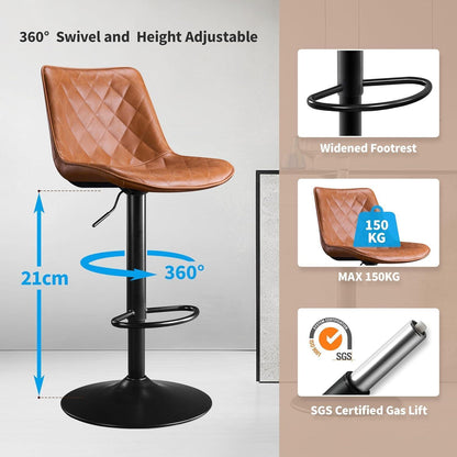 Moderner Barhocker 2er Set, Höhenverstellbar & Drehbar