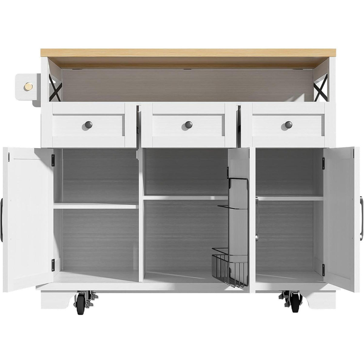 Kücheninsel mit Rollen & Schubladen – Freistehend Weiß