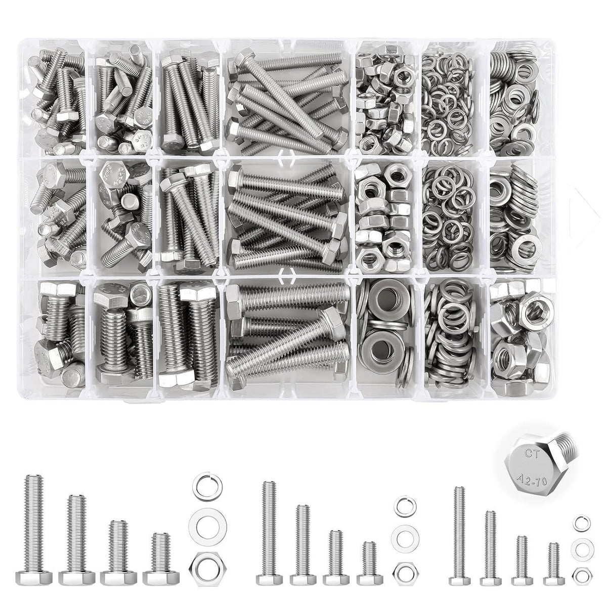 Sechskantschrauben Set Edelstahl A2 M5 M6 M8 mit Muttern & Scheiben