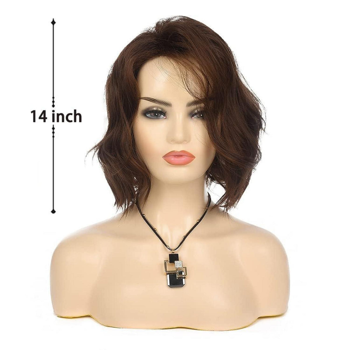 Braune Bob Welle Damen Perücke Synthetisch Hitzebeständig