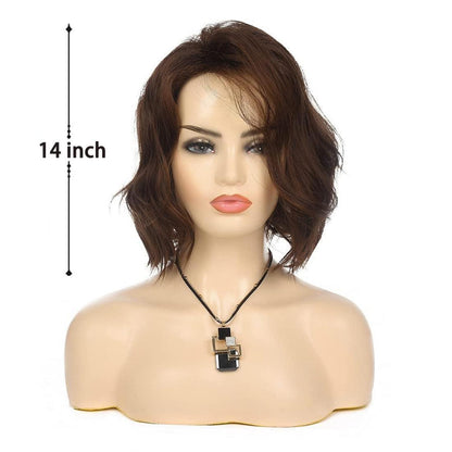 Braune Bob Welle Damen Perücke Synthetisch Hitzebeständig