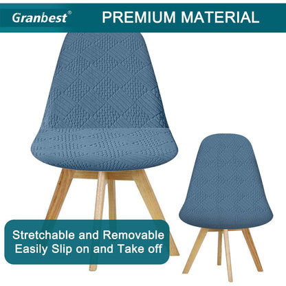 Jacquard Stuhlhussen Set 6 | Azure Blau | Elastisch & Dekorativ