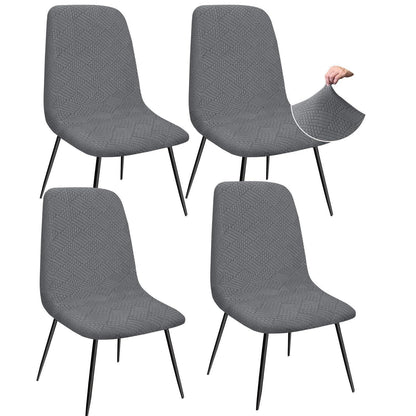 Jacquard Stuhlhussen Set 4 Stück Grau – Elastisch & Dekorativ