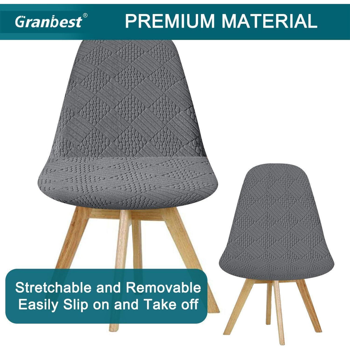 Jacquard Stuhlhussen Set 4 Stück Grau – Elastisch & Dekorativ