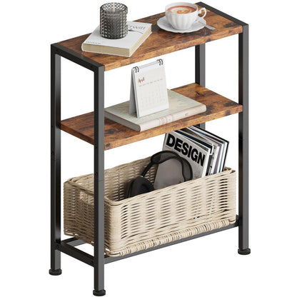 Schmaler Nachttisch mit 3 Ablagen – Vintagebraun