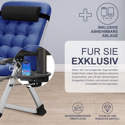 Zero Gravity Liegestuhl klappbar mit Polster Blau