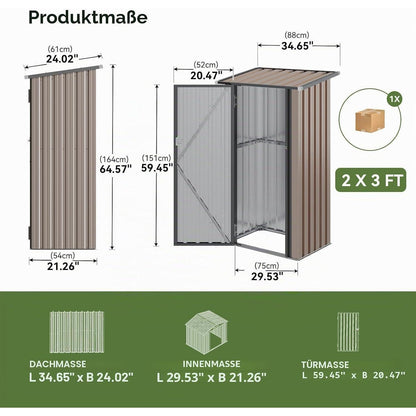 Gerätehaus 88x61cm – Starkes Pultdach-Gartenhaus Dunkelgrau