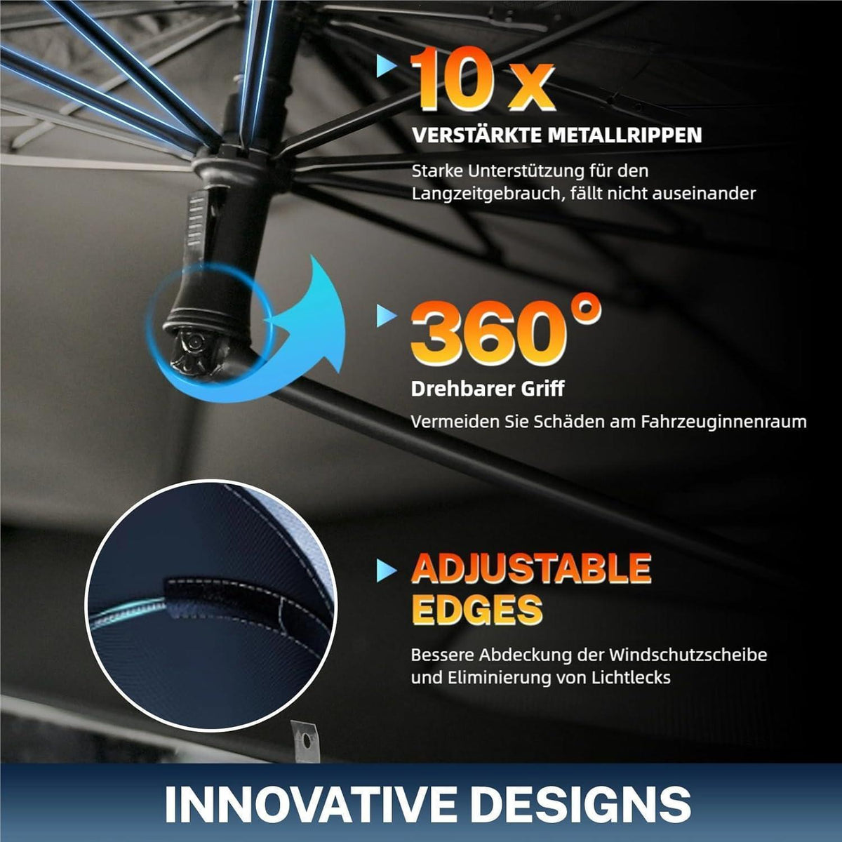 Auto Sonnenschutz Irisierend, 360° Drehbar, UV-Schutz
