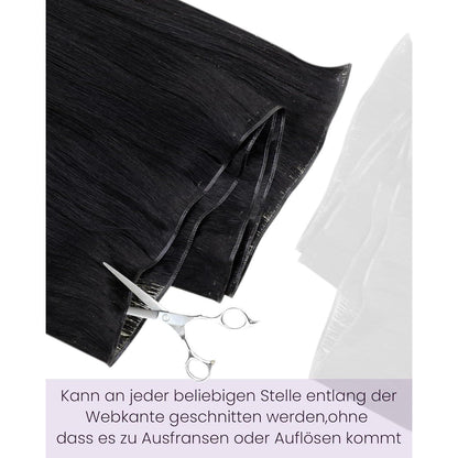 Echthaar Tressen Schwarz 60cm zum Einnähen