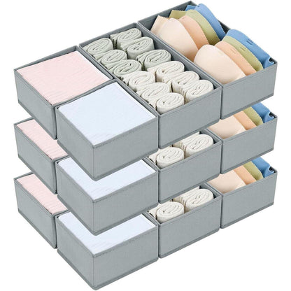 Schubladen Organizer 12er Set Faltbar Grau