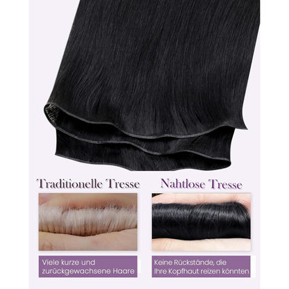 Echthaar Tressen Schwarz 50cm - Remy Weft zum Einnähen