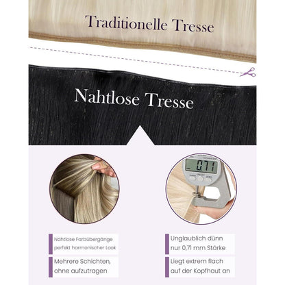 Echthaar Tressen Schwarz #1 – 45cm, 50g, Einnähbar