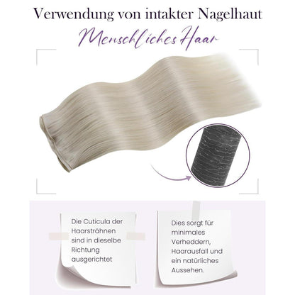 Echthaar Tressen Blond 60cm – Einnähhaare Platinblond #60