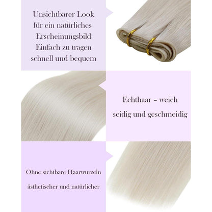 Echthaar Tressen Weißblond 40cm – Einnähhaare #60