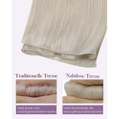 Blond Echthaar Tressen 55cm – Unsichtbare Einnähweben #60
