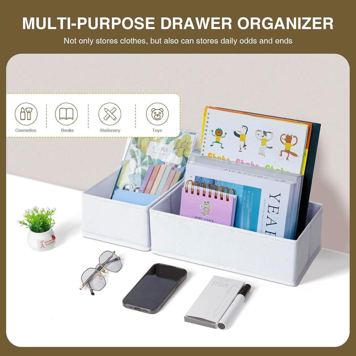 Schubladen Organizer 12er Set Faltbar Weiß