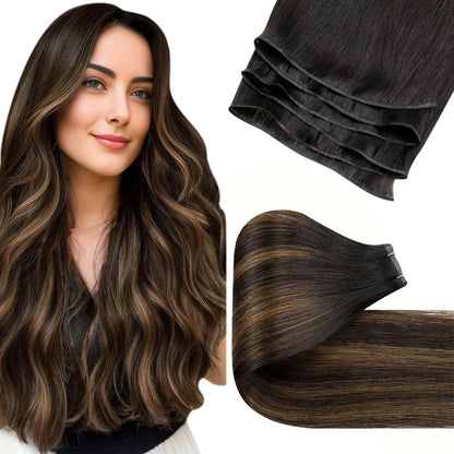 Echthaar Tressen Braun Balayage Ombre 40cm #2/8/2