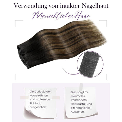 Echthaar Tressen Braun Balayage Ombre 40cm #2/8/2