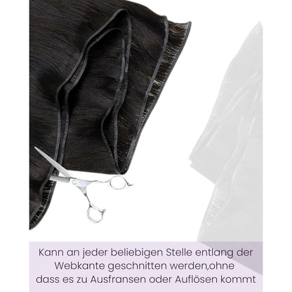 Echthaar Tressen Braun Balayage 60cm – Einnähverlängerung