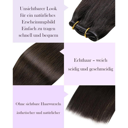 Echthaar Tressen Dunkelbraun 55cm – Remy Haar zum Einnähen