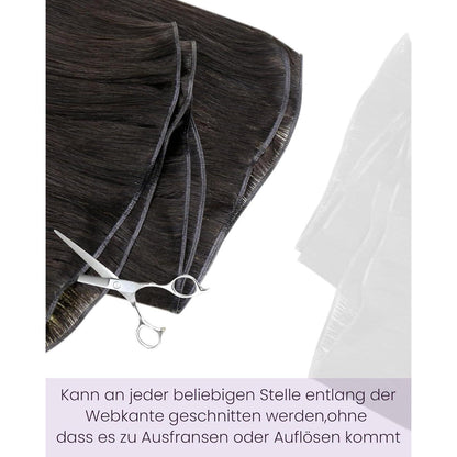 Echthaar Tressen Dunkelbraun 55cm – Remy Haar zum Einnähen