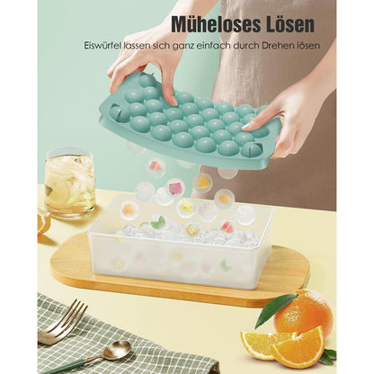 Runde Eiswürfelformen mit Deckel & Behälter – 99 Kugeln