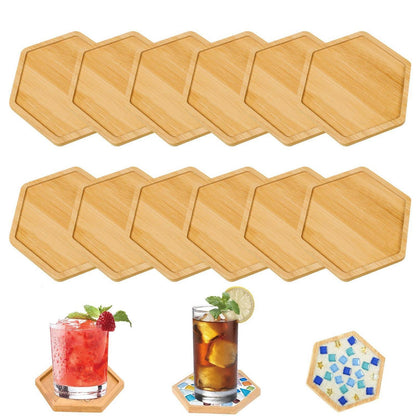 12 Holz Untersetzer Bambus Mosaik DIY Bastelset