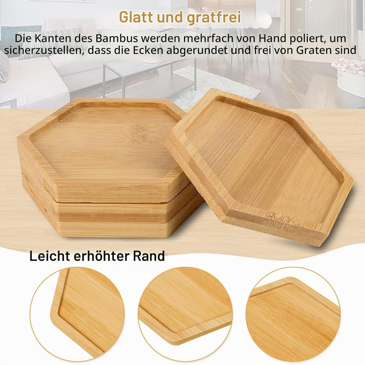 12 Holz Untersetzer Bambus Mosaik DIY Bastelset
