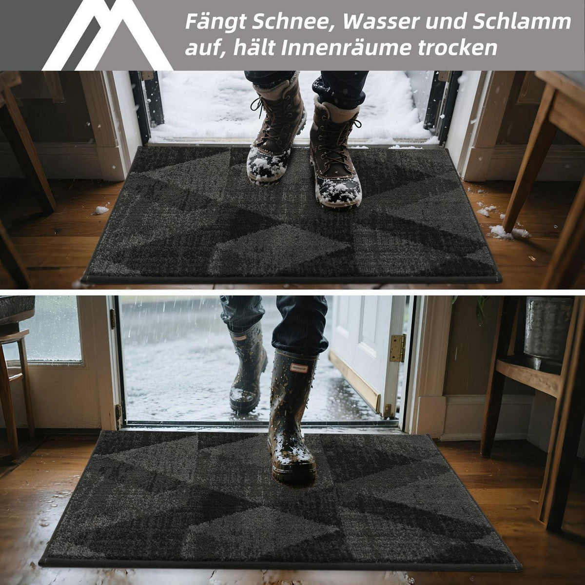 Fußmatte Karomuster Dunkelgrau 60x90 cm – Rutschfest & Saugfähig