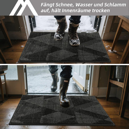 Fußmatte Karomuster Dunkelgrau 60x90 cm – Rutschfest & Saugfähig