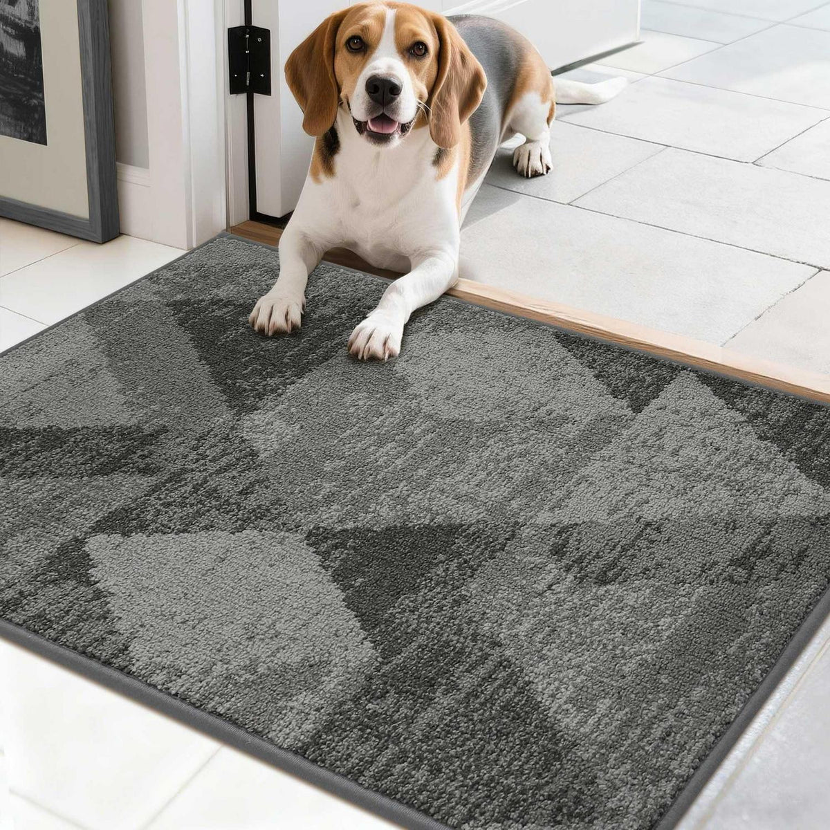 Fußmatte Karomuster Grau 50x80 cm – Rutschfest & Saugfähig
