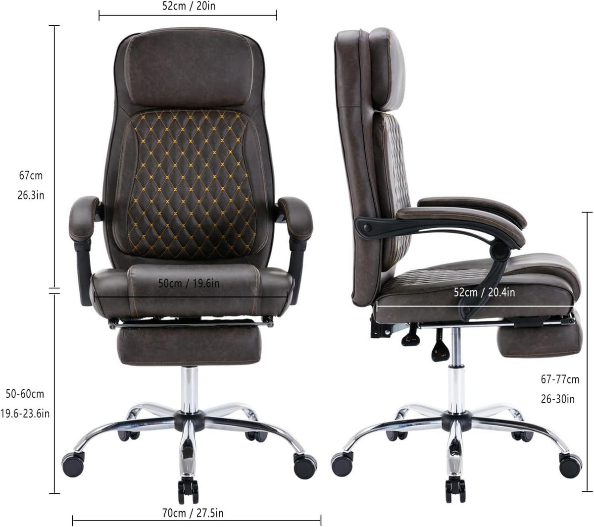 Ergonomischer Executive Bürostuhl mit Fußstütze Brown