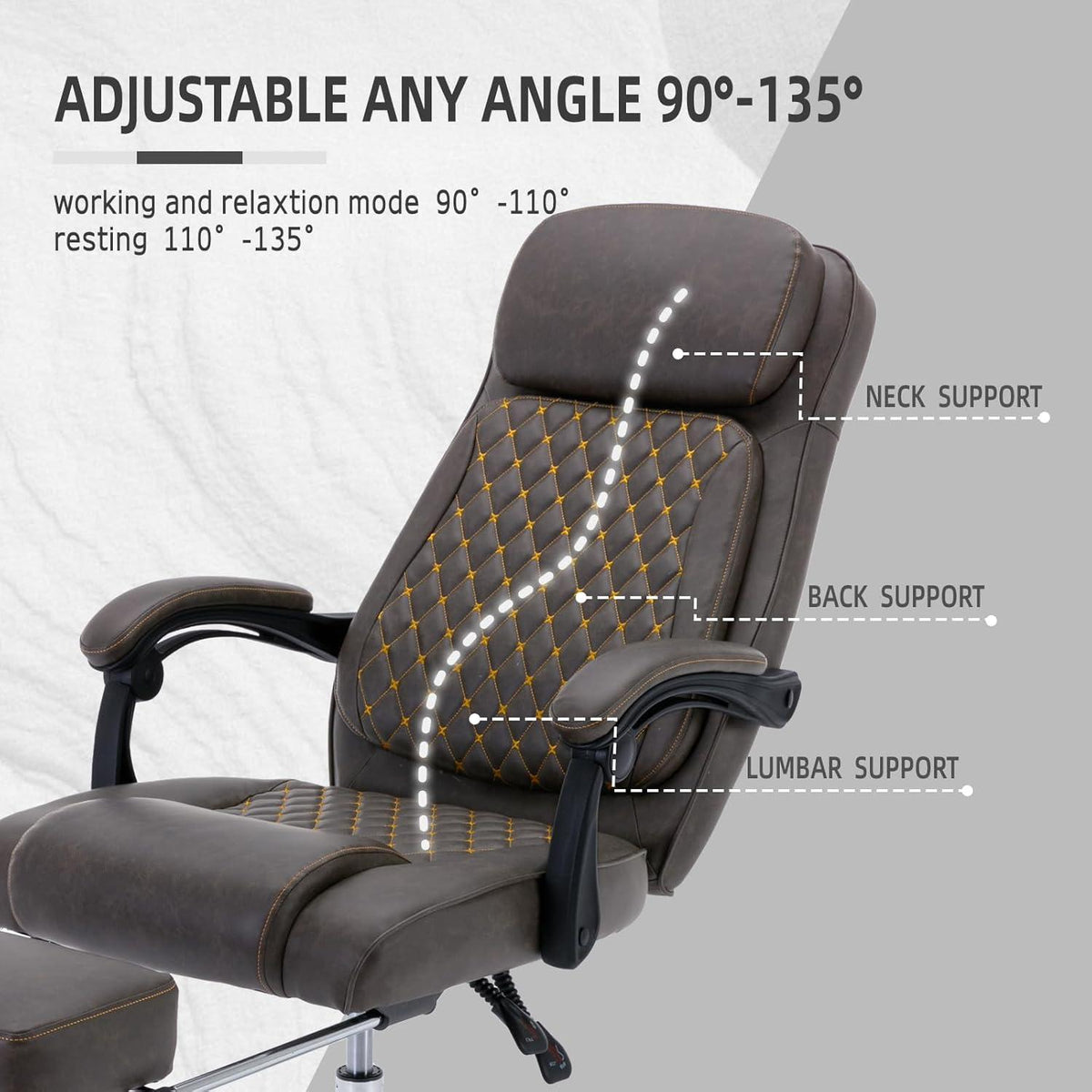Bürostuhl mit Fußpedalen und ergonomischem Design - Braun