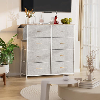 Stoffkommode mit 8 Schubladen – Hellgrau, Praktische Aufbewahrung
