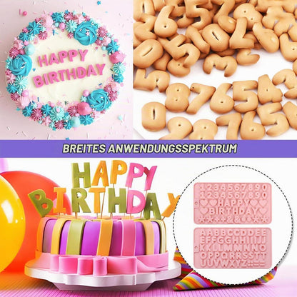 Silikonform Buchstaben Zahlen Set für Kuchen & Schokolade