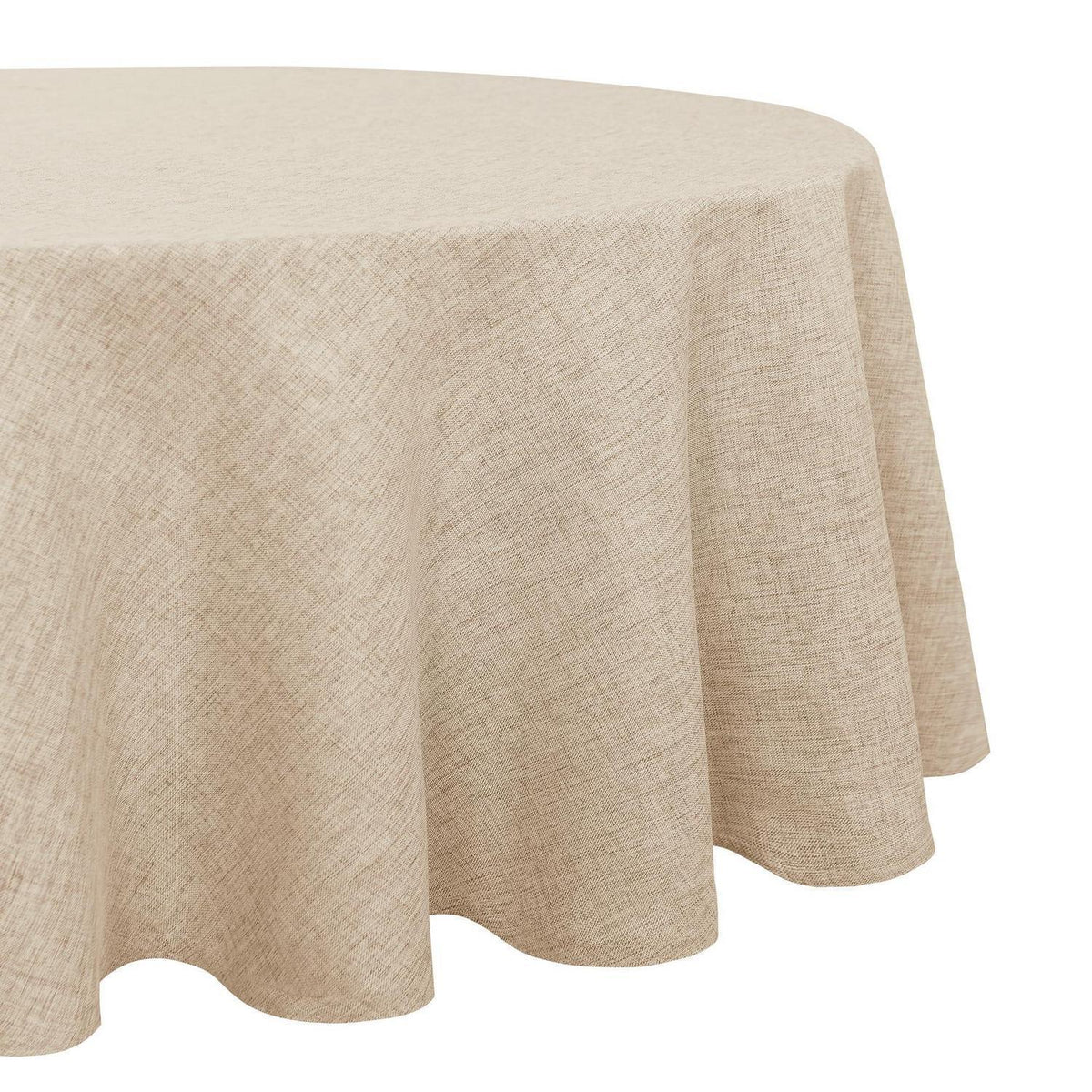 Runde Leinenoptik Tischdecke Beige 140cm – Abwaschbar & Wasserabweisend