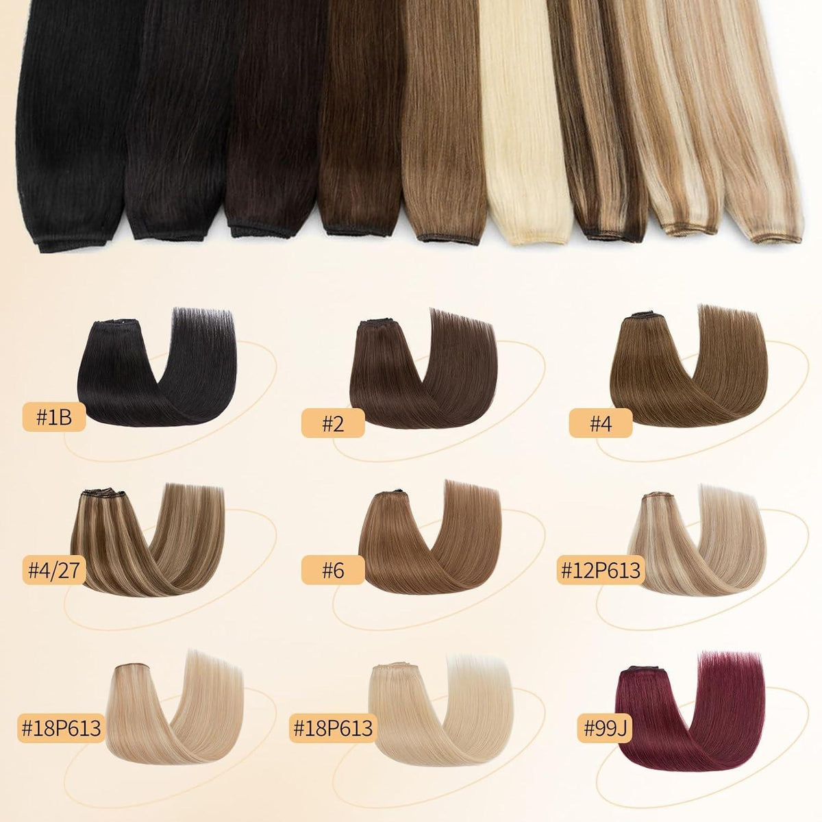 Echthaar Clip-in Extensions Schwarz 50cm - 80g